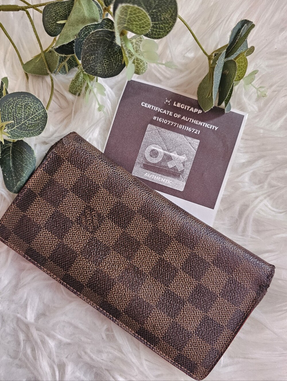 Louis Vuitton Damier Ebene Braza Wallet W/ COA